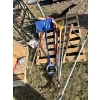 Image 3 : Ramps, shovels, rakes, single portable bed frame, bird bath and more 