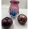 Image 1 : Amethyst Candle Holder, Violet Lustre Glass Vase and Gorgeous Sanyu Japanese Art Glass Vase 