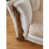 Image 2 : Vintage Upholstered Armchair With Rose-Embossed Pattern and Wooden Detailing