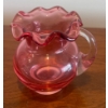 Image 4 : Vintage Pilgrim Cranberry Rib Optic Large Vase 11'tall, w/ Blown Clear Glass Ornaments & Amethyst 