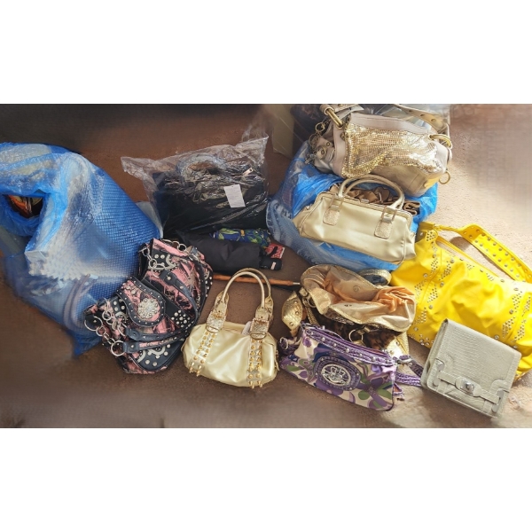 Mystery Lot 4- Assortment of Women's Purses, Umbrellas- Several New/ Others Lightly Worn