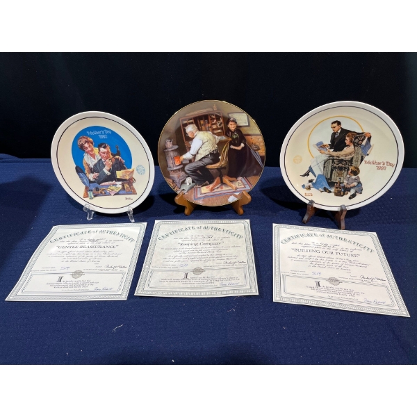 Set of Three Collectors Plates with original boxes and COA