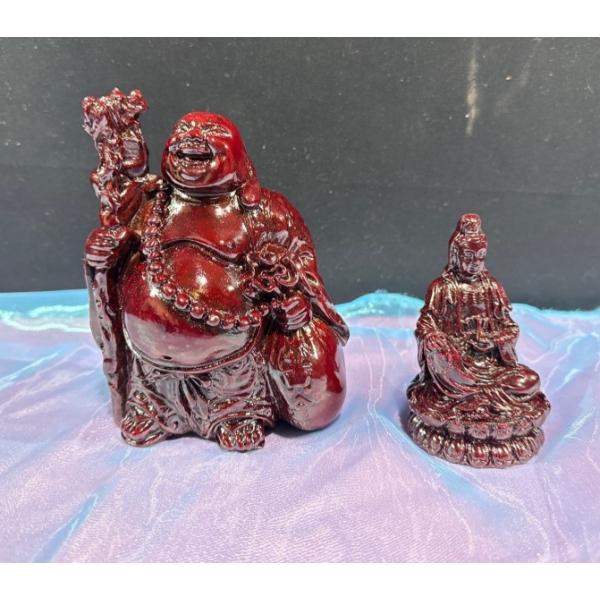 Wooden Buddha Figures 5.5H & 4H