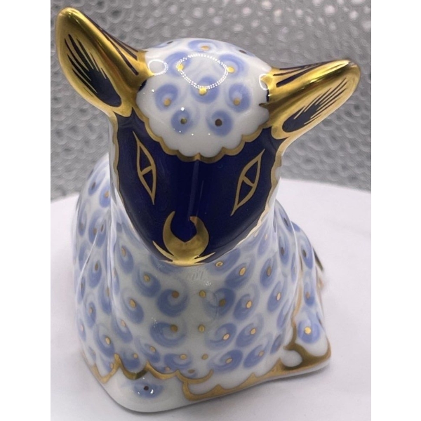 Gorgeous English Royal Crown Derby Bone China Sheep  - 4 In Long 