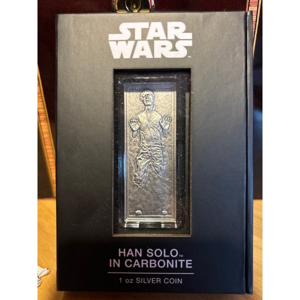 HAN SOLO IN CARBONITE 2022 1 OZ PURE SILVER ANTIQUED COIN – NIUE – NZ MINT