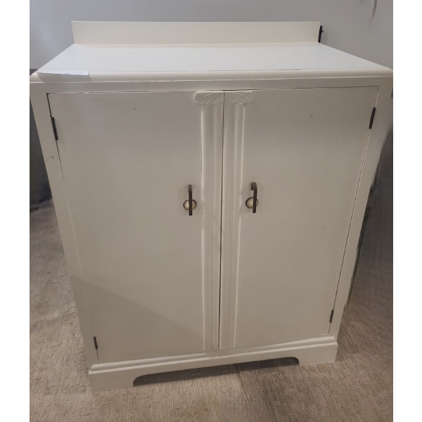 Vintage Storage Cupboard w 3 Shelves Painted White 31 w 18 d 41 h