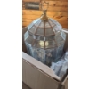 Image 1 : Large Brass & Glass Hanging Light Fixture. 20 dia, 42 h