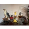 Image 1 : collection of antique oil lanterns, glasses, small pieces of wire art, and a ceramic eagle and two b