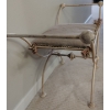 Image 3 : Hollywood Regency Style Metal Vanity Stool Or Bench w/Unique Basket & Throw Blanket