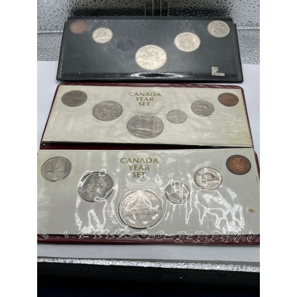 1969 (dime missing), 1979, 1980 Canadian Coins Sets