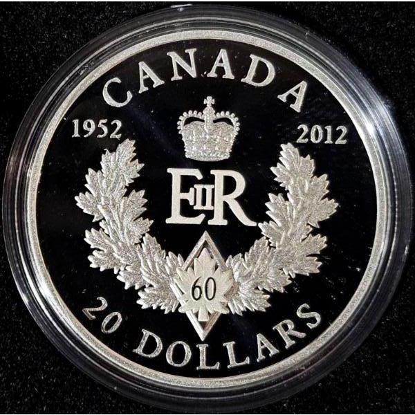 2012 $20 Queen's Diamond Jubilee Royal Cypher - 99.9% Fine Silver Coin