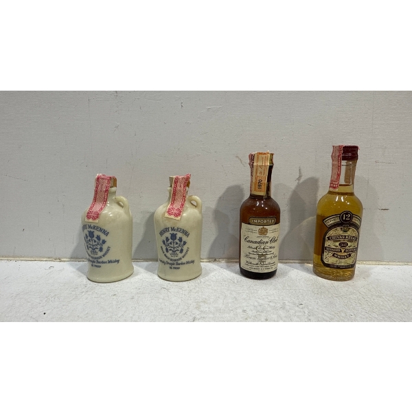 2 Henry McKenna Bourbon Whiskey, Canadian Club Whiskey 1970, Chivas Regal Whiskey - Sealed