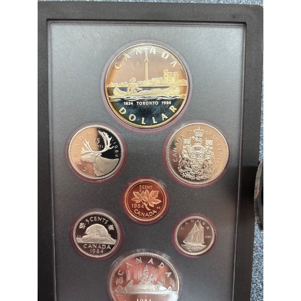 1984 Canadian Proof double dollar set with silver dollar .