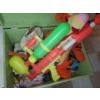 Image 4 : Vintage Painted Toy Box 24 W, 17 D, 15 T, Wooden Auto Station, Building Blocks and Assorted Toys 