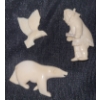 Image 2 : Three Hand-Carved Bone Pins Featuring Polar Bear, male figure, and Bird Designs