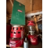 Image 2 : vintage Coleman lanterns and one vintage Coleman quick light 3000 BTU heater with a Coleman lantern 