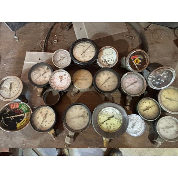 collection of various gauges, antique & vintage for tractors regulators gas gages and so many others