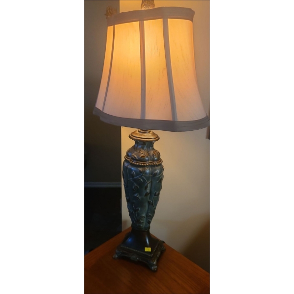 Table Lamp with Lovely Shade (7"W, 5"D, 34"T)