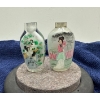 Image 1 : Pair of Hand Painted Glass Snuff Bottles  2.75H (lids missing)