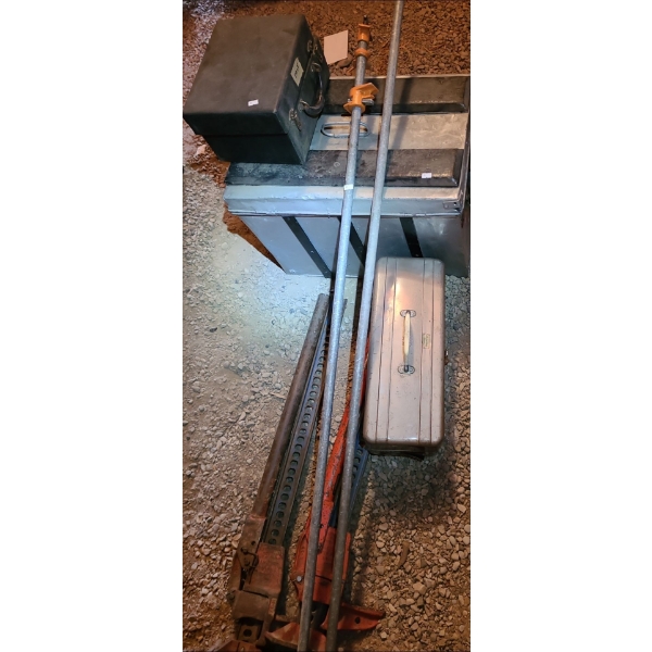 Metal Box 23 W, 16 D, 17 T, Farm Jacks, Small Toolbox w/ Contents Included