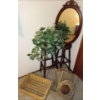 Image 1 : Two Vintage Wood Bar Stools, Beautiful Hanging Mirror, Silk Plant, & Assorted Baskets For Any Home