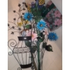 Image 1 : Metal Flowers: Black Basket 31 T, Flowers Various Heights and Flannel Back Vinyl Tablecloth