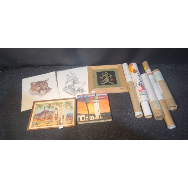 Art:Saltiel Wildlife Prints 10 X 12/ 12 X 10, Love 11 X 11,Watercolor 7.5 X 10.5, Glossy Map 20 X 16