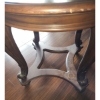 Image 3 : Wooden Side Table w/ Glass Insert Top and Scroll Design 28" Diameter Top, 26 T 