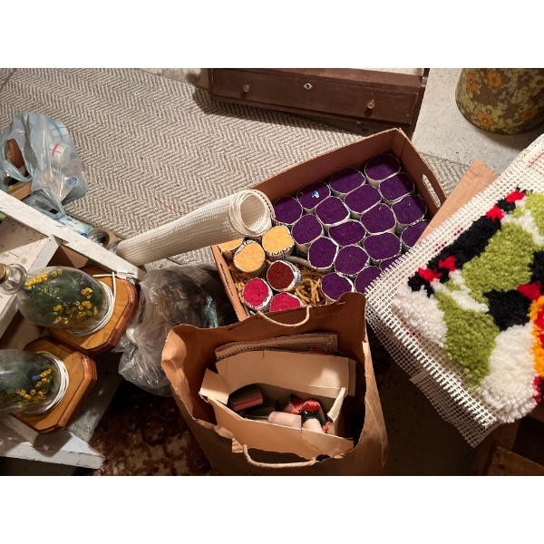 2 beautiful glass, lamps and large selection of Crosstitch and needle point patterns, including yarn