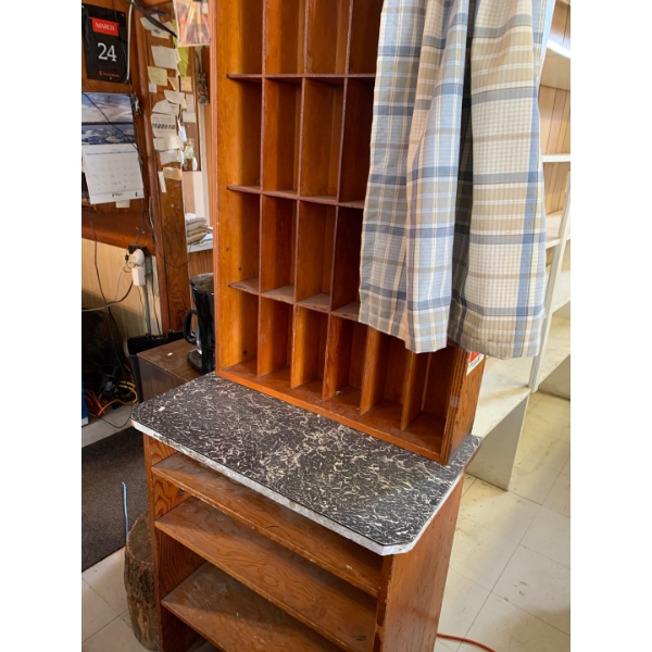 vintage store display stand 75”T, 17W, 28”L