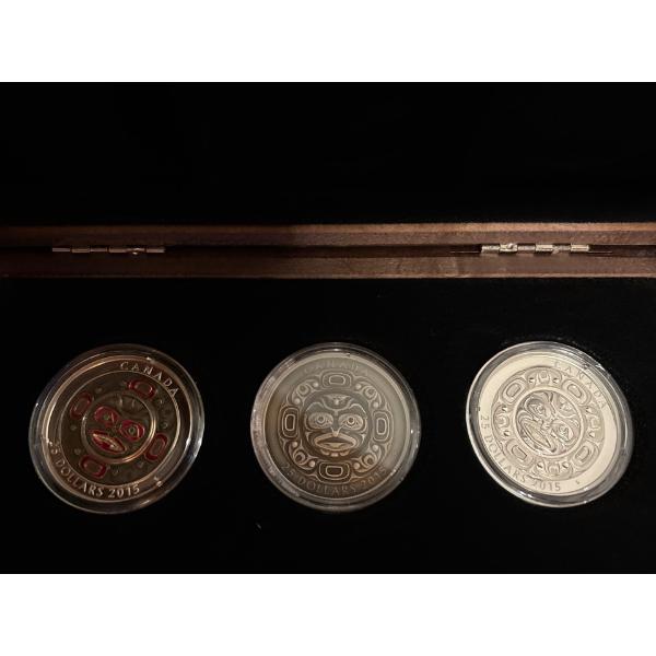 2015 $25 Singing Moon Mask - Pure Silver 3-Coin Set