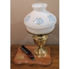 Image 1 : CN Employee Milestone Gift -Vintage White Milk Glass & Brass Lamp w/ Model Train