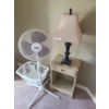 Image 2 : Wood Nightstand 19 w 18 1/2 h & Decorative Lamp 29 h & Factor Pedestal Fan