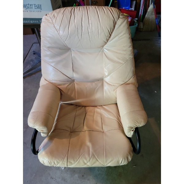 Genuine Leather Mid century Lounge Chair w/ Ottoman 33T