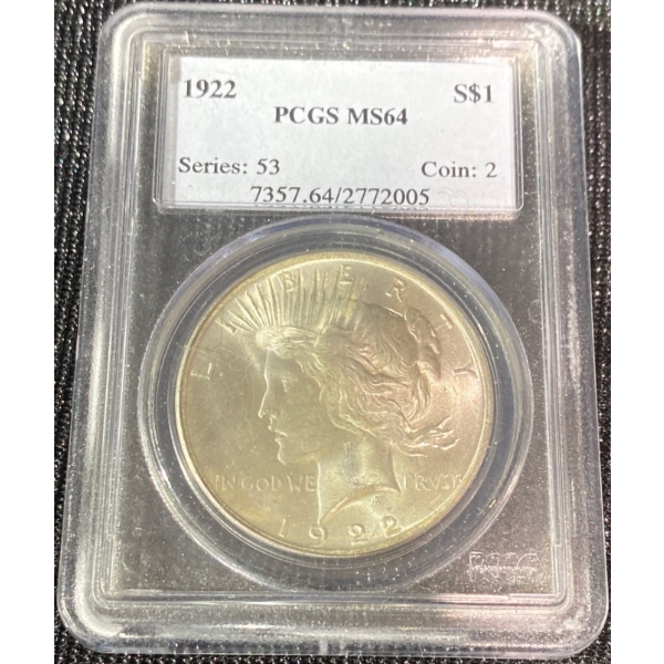 MS64 1922 Silver Liberty Dollar