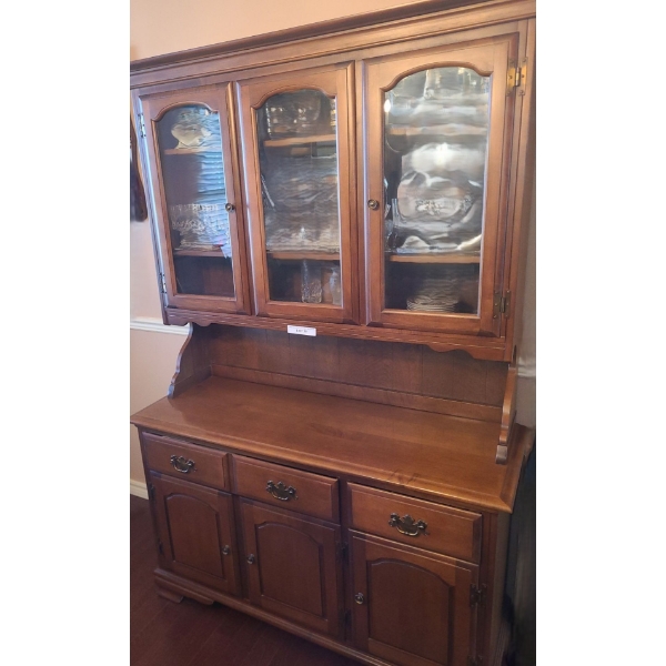 Beautiful Wood China Cabinet w Glass Doors 50 1/2 w 76 1/2 h