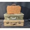 Image 1 : Trio Of Luggage! 2 Older Hardtops, Old Linens, Leather Doctors Bag- Beige Clasps Broken**