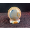 Image 6 : Two Mosaic Onyx Decorative Pieces - Obelisk and Sphere