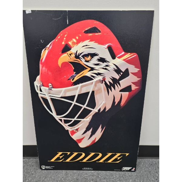 Hockey Helmet Art Poster Featuring Eagle Design and 'Eddie' Text
