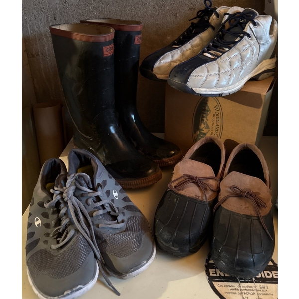 Assorted Men's Footwear Size 11/12  Fils, Champion, Rubber Boots x2