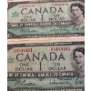 Image 2 : 5 Canadian 1$ Bills 1967 Centennial 1973 & Unique Serial # 4444491  #8683886 
