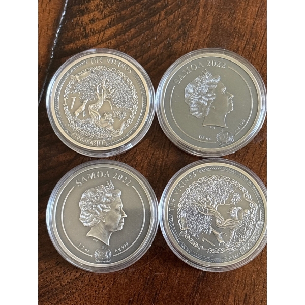 Silver Half Ounce 2022 Vikings Samoa 1/2 oz silver X 4  2 oz total 7500 mintage 