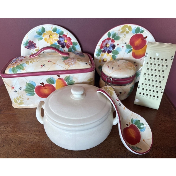 Decorative Vintage Servingware w/ Soup Tourine & Cheese Grater 