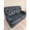 Image 2 : Navy blue leather 2 seater couch - 55W,  34T, 35D