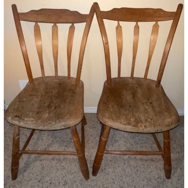 Two Identical Antique Wooden Dinning Chairs  19x18x36"tall
