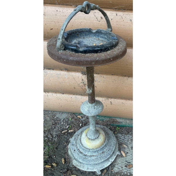 Vintage Well Loved Stand Up Ashtray  29"tall (spider web included)