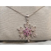 Image 3 : Pink Lab-Created Sapphire and 0.04 CT. T.W. Diamond Snowflake Pendant in Sterling Silver 2.92G