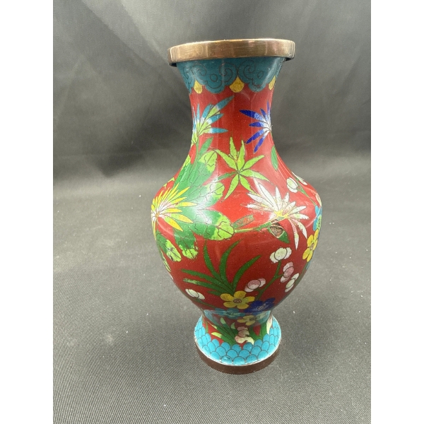 Antique Cloisonne Enamel Vase 8T