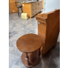 Image 3 : Wooden bookshelf 22” wide 9” depth 36” height and small vintage round coffee table 23 Height 16” wid