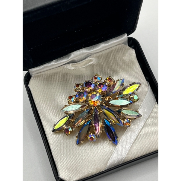 Unsigned Sherman pin aurora borealis 1950s vintage brooch